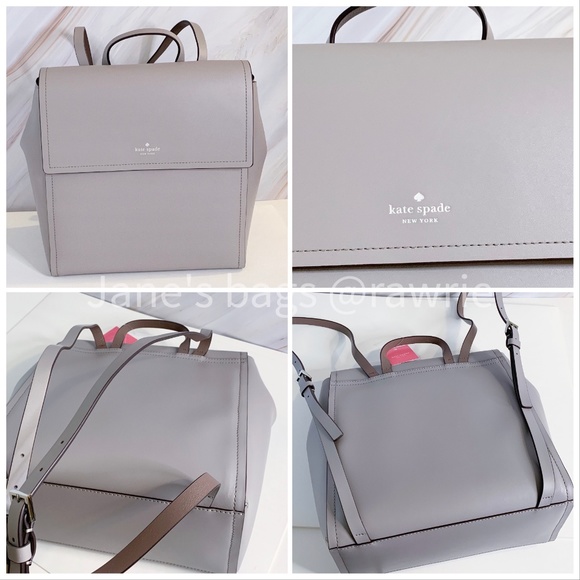 New Kate Spade Smooth Leather Backpack Soft Taupe - Picture 3 of 4